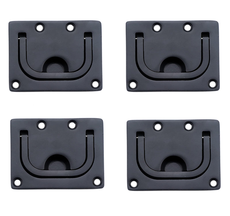 Thorn Boat Flush Hatch Lift Ring Pull Handle 3" Marine Stainless Steel Black Coated with Back Plate 4 PCS