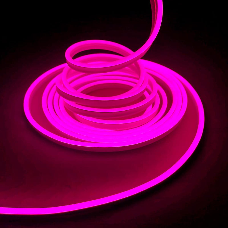 Pink Neon LED Strip Lights，5M 12V DC 600 SMD2835 LEDs Waterproof Rope Light for Indoor Outdoor Home Decoration (Pink Without Power Supply) Pink Without Power Supply