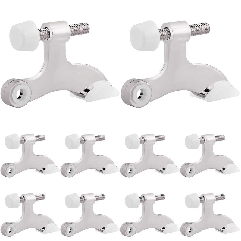 OBTANIM 8 Pack Hinge Pin Door Stopper Heavy Duty Metal Adjustable Door Stops with Rubber Bumper Tips (Silver) Silver