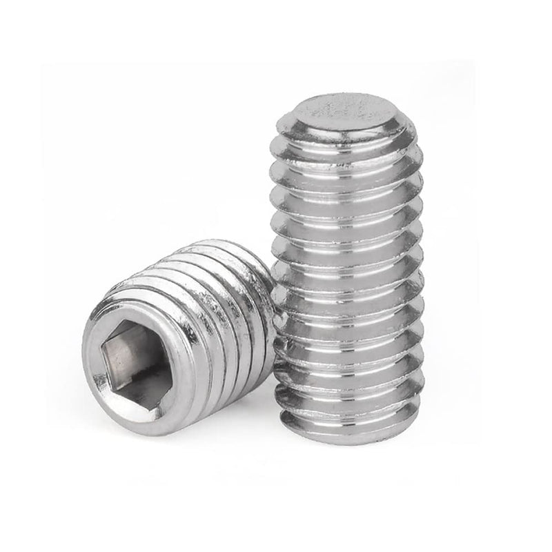 Junter 30pcs M10-1.0 x 8mm Fine Thread Metric A2 Stainless Steel Flat Point Grub Hex Socket Set Screws Metric DIN913