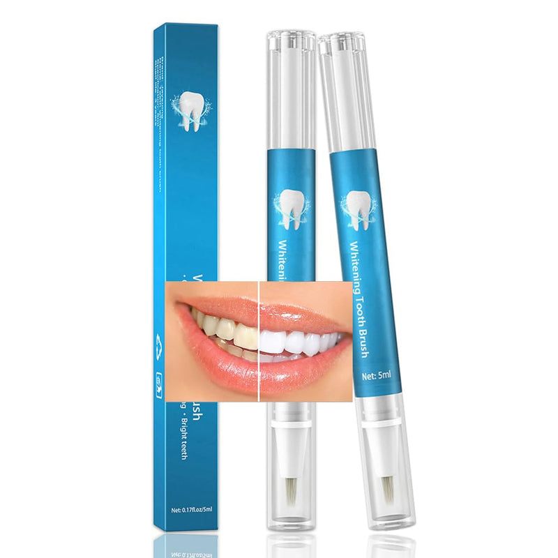 Teeth Whitening Pen 2 Pack, 20+ Uses, Effective, Painless, No Sensitivity, Travel-Friendly, Easy to Use, Teeth Whitening Gel Pen Brush Kit, Beautiful White Smile (2 x 5ml)