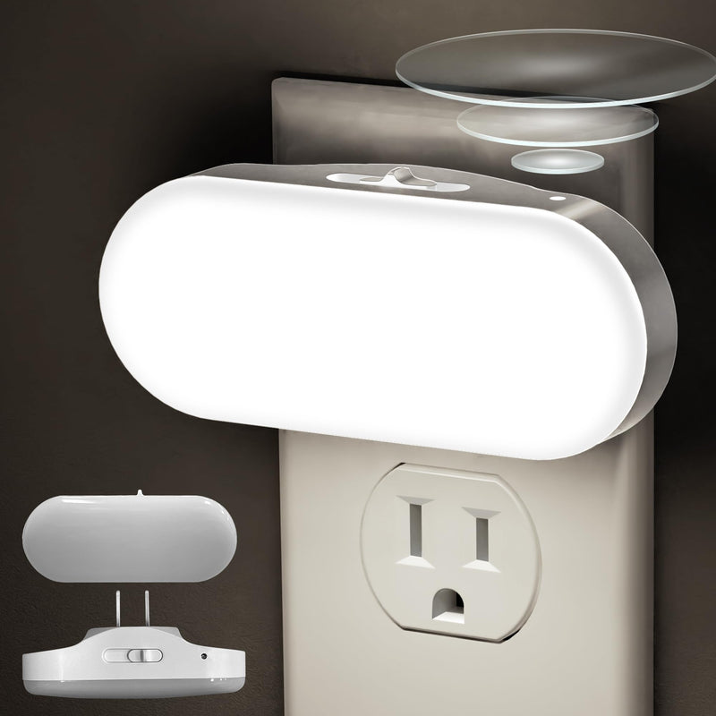 DORESshop Led Night Light, Plug into Wall, [2 Pack] with Dusk to Dawn Sensor, 1W 5000K Dimmable Night Light from 0LM to 100LM for Bathroom Hallway Bedroom Kids Room Stairway Daylight White
