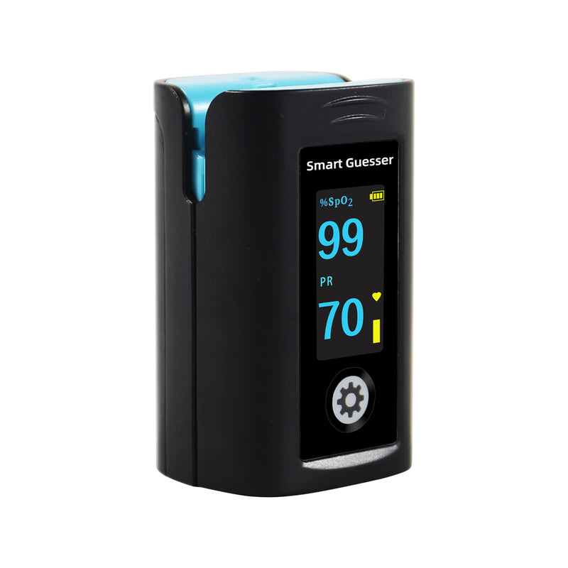 Pulse Oximeter Fingertip, Oxygen Meter Finger Pulse Oximeter with OLED Screen, AAA Batteries and Protective bag Included, Blue