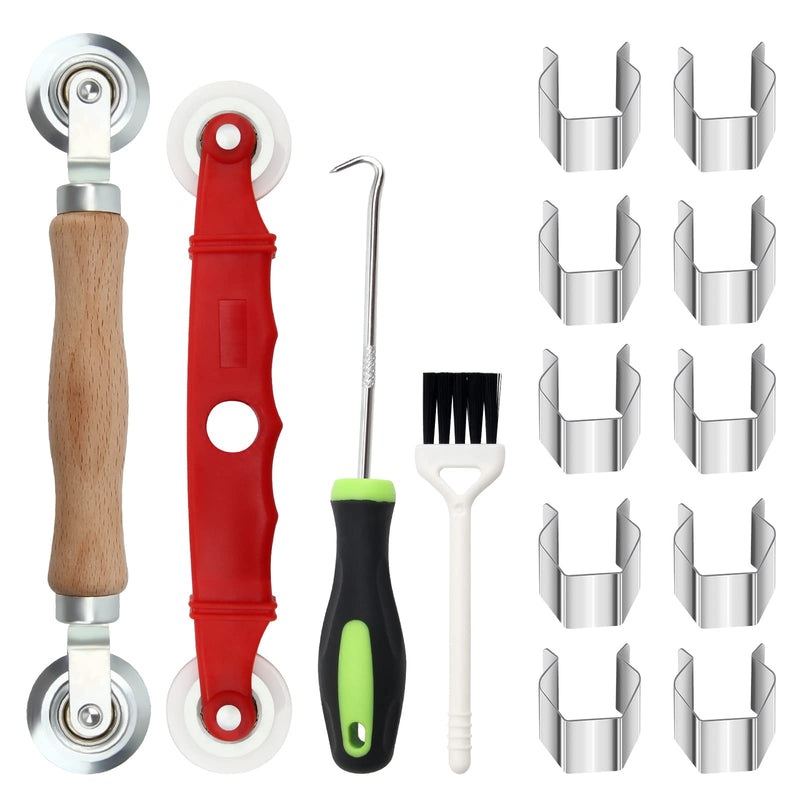 Window Screen Repair Kit Mesh Screen Spline Roller Repair Tools Kit with Screen Installer Clips, Metal and Plastic Spline Fixing Tool Kit for Window Screen