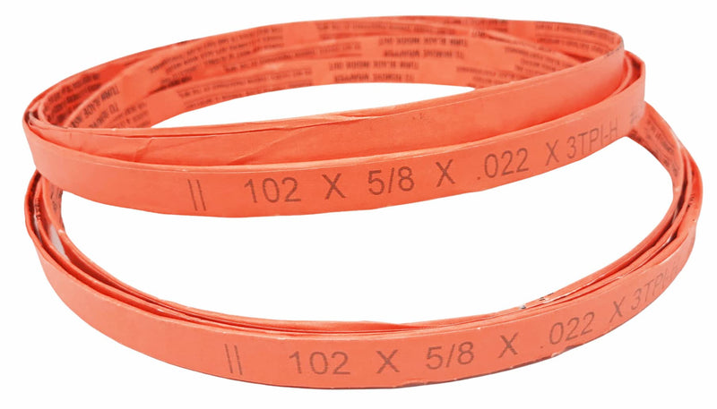 102 x 5/8 x 3TPI - 2 Pack - Bone in Meat Cutting Bandsaw Blades Cozzini Cutlery Imports - Fits Cleveland Kleen Cutter 47,55, KK, US Berkel/Jim Vaughn V12