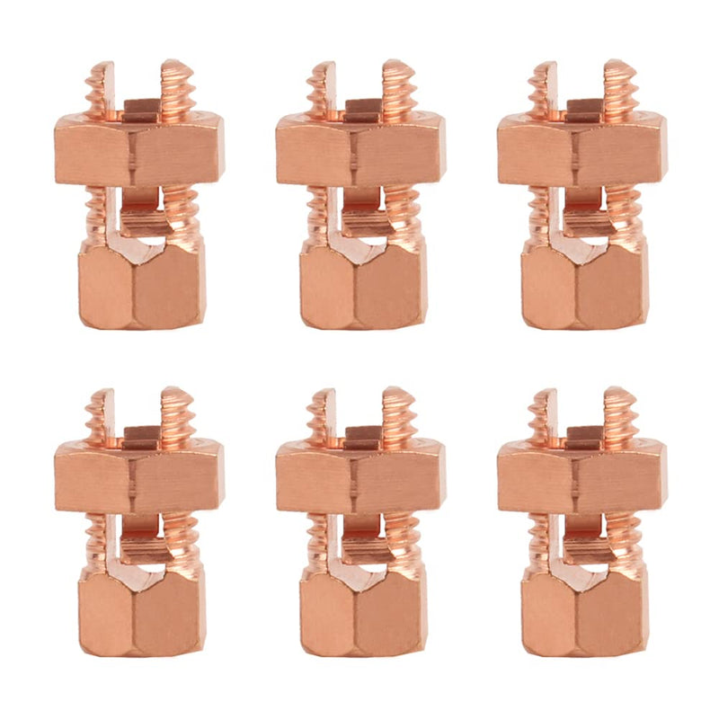 6PCS Split Bolt Connector Copper Grounding Clamps for Completing Ground Bonding to Bare Wires TJ-16