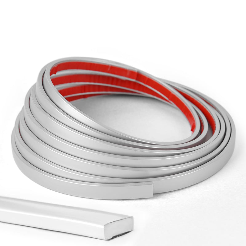 Wowstar 30 Ft Peel and Stick Trim, Molding Trim for Walls, Edges, Borders, Window Frames, Backsplash Tiles, Flexible and Self Adhesive Trim, Silver 30 Feet