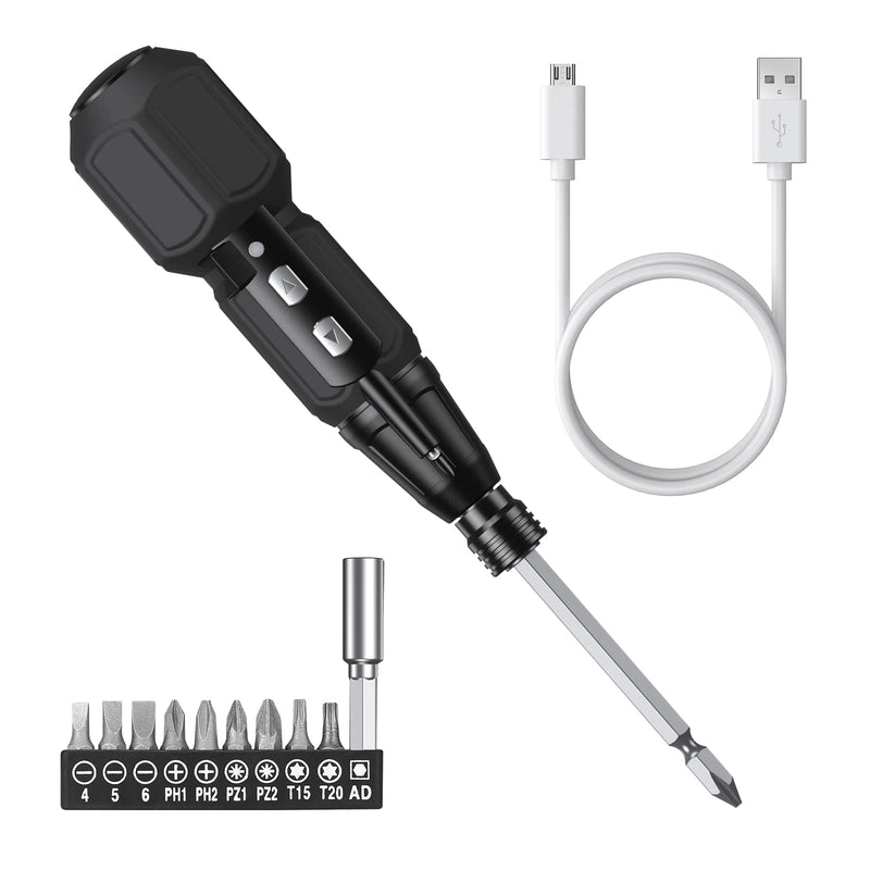 AMIR Electric Screwdriver Cordless, Rechargeable Power Screwdrivers Set, Portable Automatic Home Repair Tool Kit with LED Lights and USB Cable Black - NewNest Australia