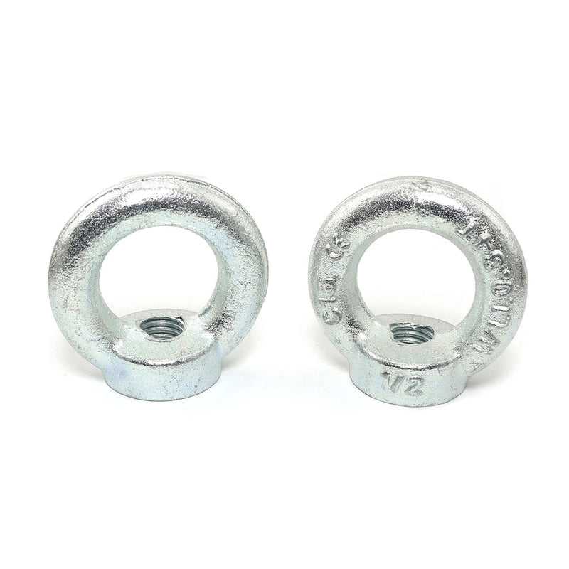 2pcs Carbon Steel Q235 Lifting Eye Nut 1/2"-13 Galvanized Iron