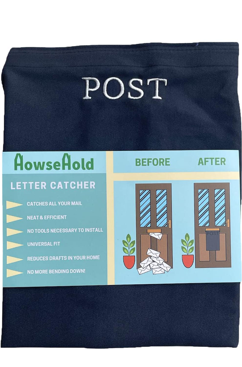 Post Catcher Bag for Mail Slots, Letter Boxes [Black] No Tools or Screws Needed No Bending Down, Stops Dog Eating Mail Black