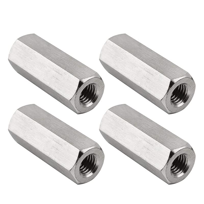 Pack of4 M10 X 1.5-Pitch 30 mm Length Hex Width17mm Metric Hex Coupling Nut 304 Stainless Steel Rod Coupling Nuts