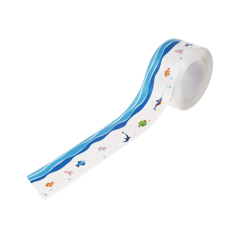 Housoutil Caulk Strip Tape Shower Sealant Strip Self Adhesive Caulking Sealing Tape for Kitchen Bathroom Sink Countertop Toilet Bathtub Sea Animal Pattern Sky-blue