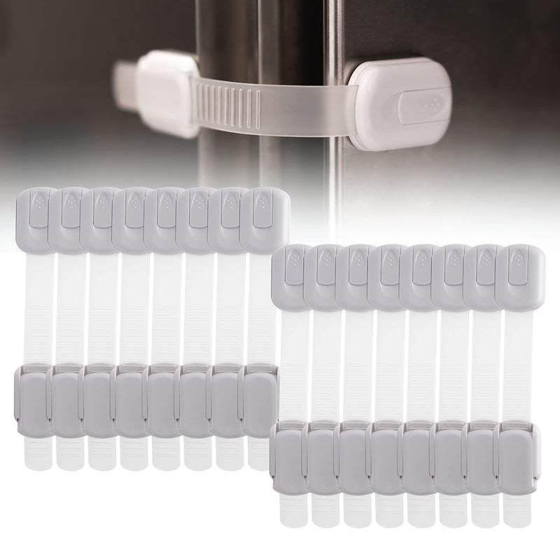 Inaya 16-Pack Child Proof Locks for Cabinet Doors, Drawers, Fridge, Toilet Seat, Dishwasher, Trash Can, Cupboard - 3M Adhesive - No Drilling - Baby Proofing Cabinet Locks White 16 Pack