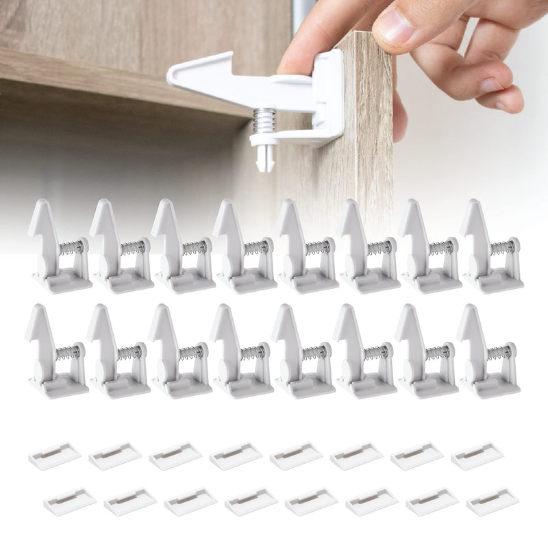 Inaya 16-Pack Cabinet Locks (Standard Length), Child Safety Latches - Baby Proofing Cabinets and Drawer Locks - 3M Adhesive - No Drilling & No Tools Required - Child Proof Your Home 16 Pack (1.65 Inch)