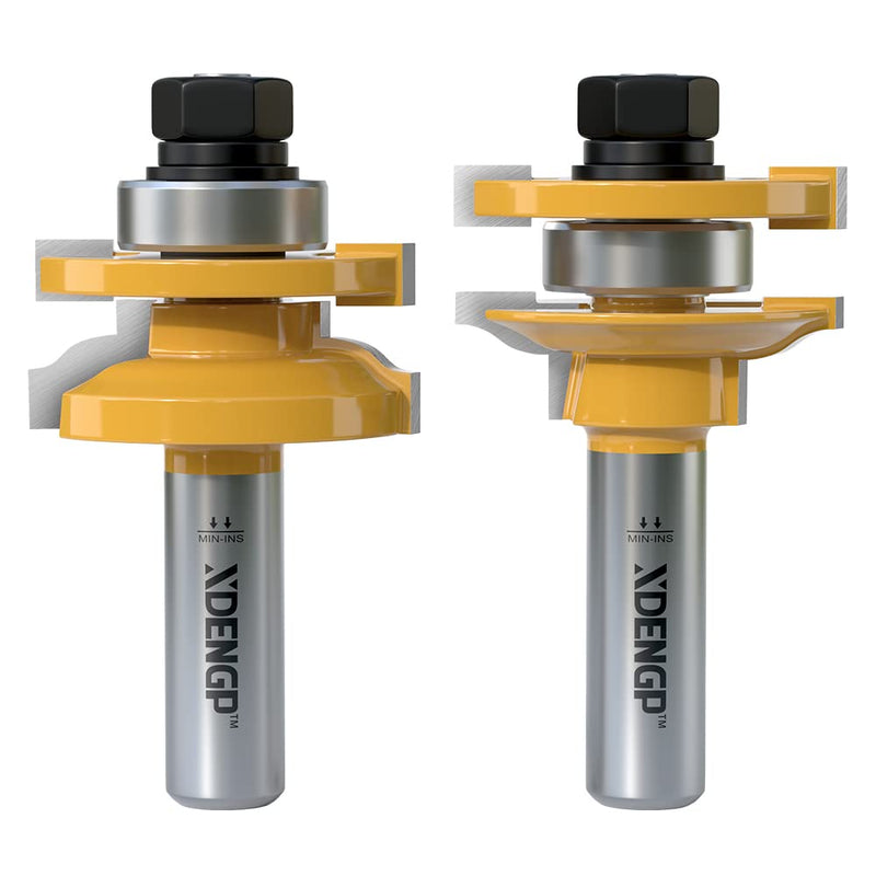 2PCS Ogee Style Rail and Stile Router Bits Set 1/2 Inch Shank, 3/8 Inch Cutting Depth, Up to 1 Inch Stock, Kitchen Cabinet Door Frame Shaper Cutters Raise Panel Making Router Bit Set Ogee - Up to 1" Stock - 1/2" Shank