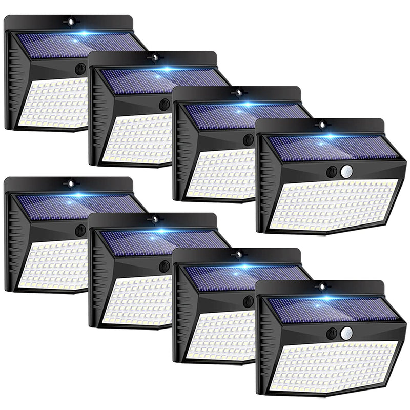 Peasur Solar Lights Outdoor, [138 LED/8 Packs] Solar Motion Sensor Security Light with 3 Lighting Modes Solar Wall Lights Waterproof Solar Powered Lights Outside for Garden Fence Yard Deck Garage Black 8 Pack