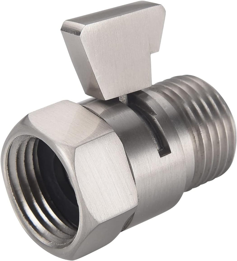 Shower Head Shut Off Valve, Brass G1/2“ Water Flow Control Valve for Shower head and Handheld, Water Pressure Regulator Replacement for Shower System(Brushed Nickel) Brushed Nickel-2