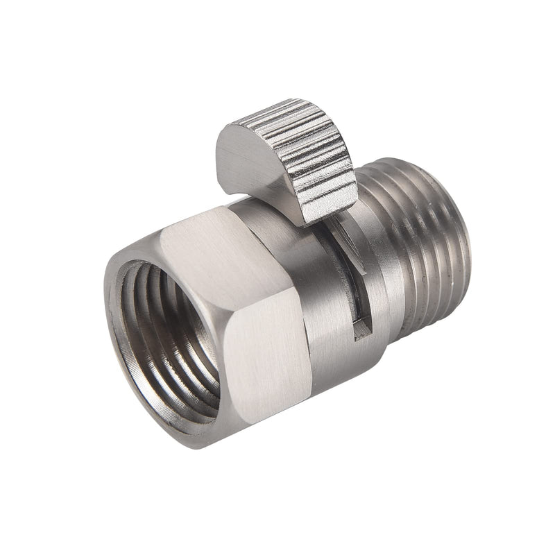 Brushed Nickel Water Flow Control Valve, G 1/2" Shower Head Flow Control Brass Shut Off Valve for Handheld, Water Pressure Regulator Replacement for Shower System Brushed Nickel