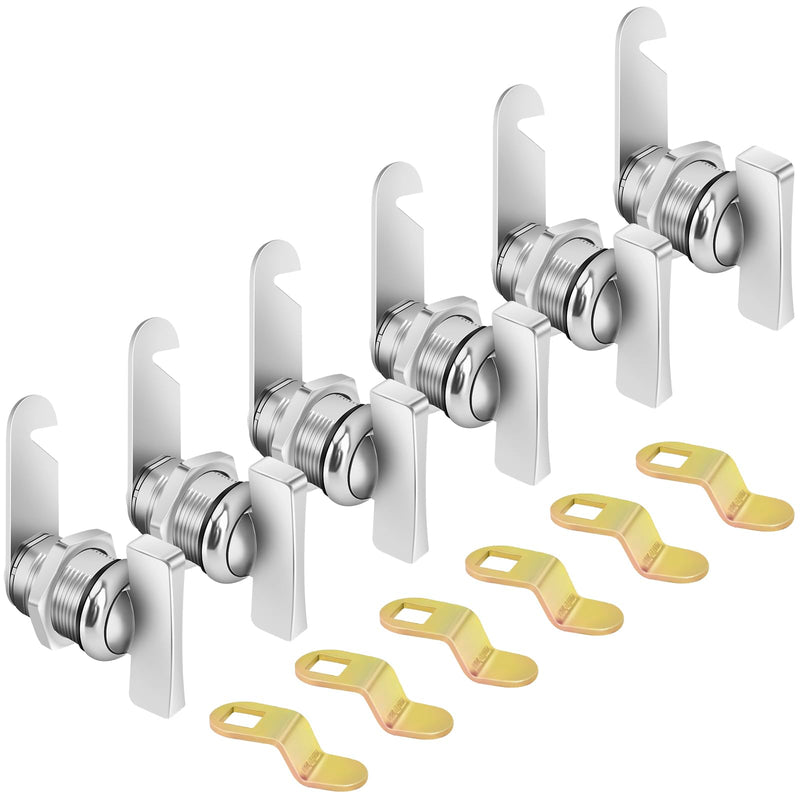 Cam Lock Thumb Operated Cabinet Locks, 7/8" Cylinder Fits on 9/16'' Max Panel Thickness Non-Locking Compartment Lock for RV Storage, Camper, Vehicles, Files Drawers (7/8 Inch 6Pcs) 7/8 Inch 6Pcs