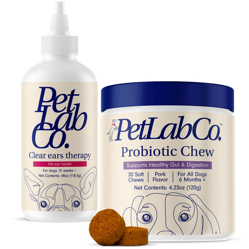 PetLab Co - Dog Ear Yeast Bundle: Soft Chew Dog Probiotics for Gut Health, Yeast Production, Itchy Ears, Itchy Skin, Seasonal Allergies & Clear Ears Therapy Ear Cleaner for Dogs - PawsPlanet Australia
