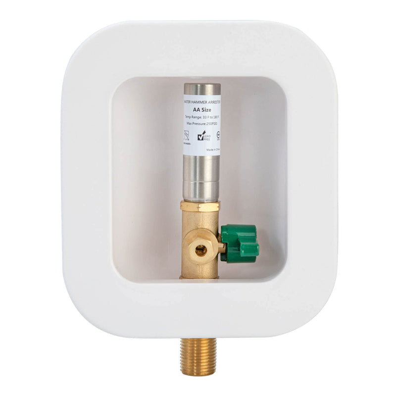 [1 Piece] Lingmfg Ice Maker Outlet Box Sweat Thread with Hammer Arrestor, 1/2 inch Thread, 1/2 inch Copper Sweat, Connection 1/4 Inch Ice Maker Hose, Water Valve Box Inlet Compression Cover Old Work Sweat & Thread, SS Hammer Arrestor - NewNest Australia