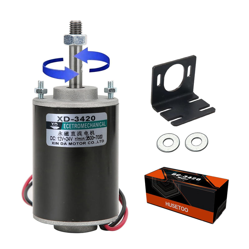 High Torque DC Motor 12 V/24 V Permanent Magnet Motor Mini DC Motor DIY Generator Motor 30W CW/CCW with Moun Conventional rotary threaded shafts