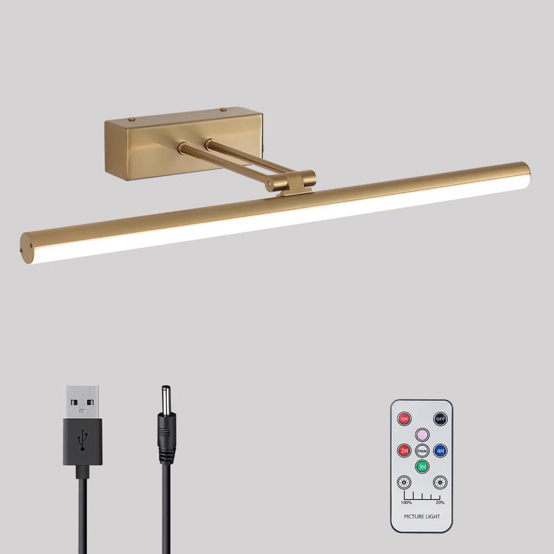 Picture Light,16inches Rechargeable Wireless Picture Light,Dimmable Led Artwork Lighting,Wall Lights for Paintings,Canvas,Gallery, Portrait (Brass) Copper-Plated