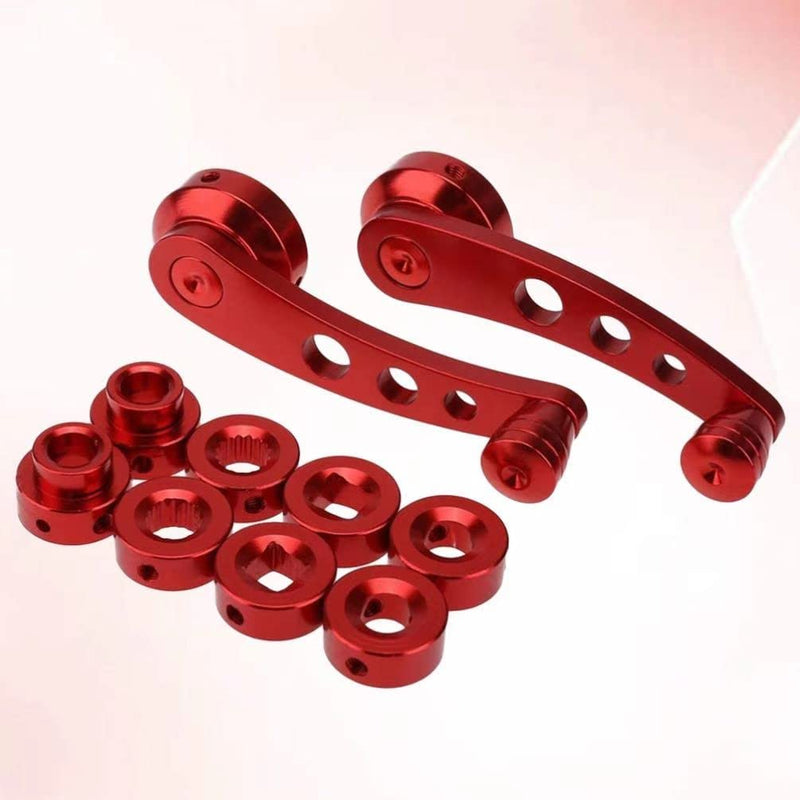 2PC Universal Window Crank Handle, Aluminum Car Window Opener Handle Kit, Replacement Winder Crank Kit for Auto Vehicle (Red) Red