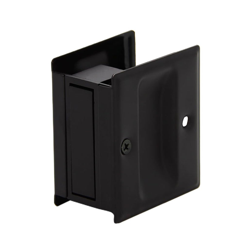 Pocket Door Handle Pull Without Switch Plate,Solid Pocket Passage Door Pull, Easy Install 2-3/4”x2-1/2”, for 1-3/8” Thickness Door,Matte Black 1 Pack