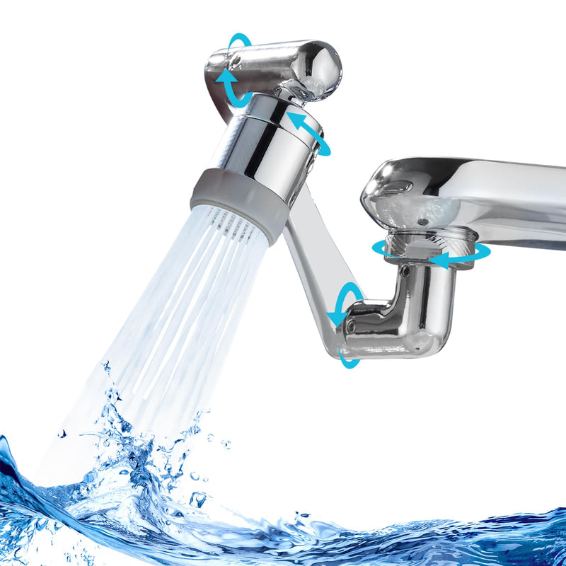 CECEFIN 1080° Swivel Faucet-Extender Sink-Aerator - 2 Mode Splash Water Filter Extension, Kitchen Bathroom 360° Rotatable Spray Attachment, Multifunctional Universal Robotic Arm -Wash Hand/Hair/Face A- Swivel Faucet Aerator