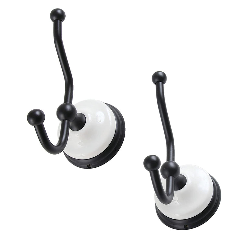 Kingston Brass BAK1117MB Victorian 2-Piece Robe Hook, Matte Black, 4.31 x 2.75 x 5.44
