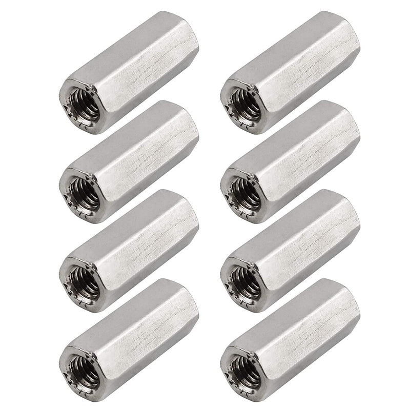 Pack of 8 M6 X 1.0-Pitch 30mm Length Hex Width 10mm Metric Hex Coupling Nut 304 Stainless Steel Rod Coupling Nuts
