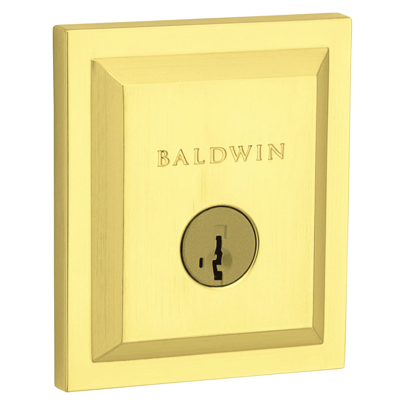 Baldwin Spyglass, Single Cylinder Front Door Deadbolt Featuring SmartKey Re-key Technology and Microban Protection, in Satin Brass