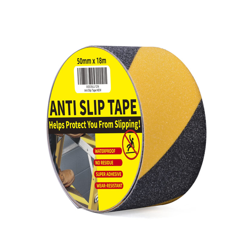 Safety Tape, 2inch x 60feet, Black/Yellow, Anti-Slip Adhesive Tape for Indoor Outdoor Steps Stairs, Waterproof, Strong Grip, Compatible with Plastic, Wood, Ceramic, Glass, Metal 2in x 60feet Yellow&Black 1