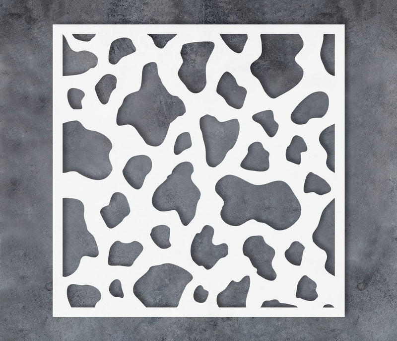 GSS Designs Seamless Cow Print Pattern Stencils 12x12Inch Reusable Plastic Farm Animal Cow Print Stencils for Painting on Wood Fabric Wall Furniture DIY Art Home Decor