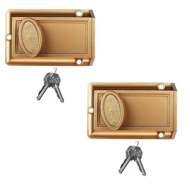 NU-Set Lock | Night Safety Deadbolt Lock | 5 Pin Keyed Cylinder for Added Door Security | Home Improvement & Door Hardware, Set of 2 (Bronze) (2110-2) Bronze 2 Packs