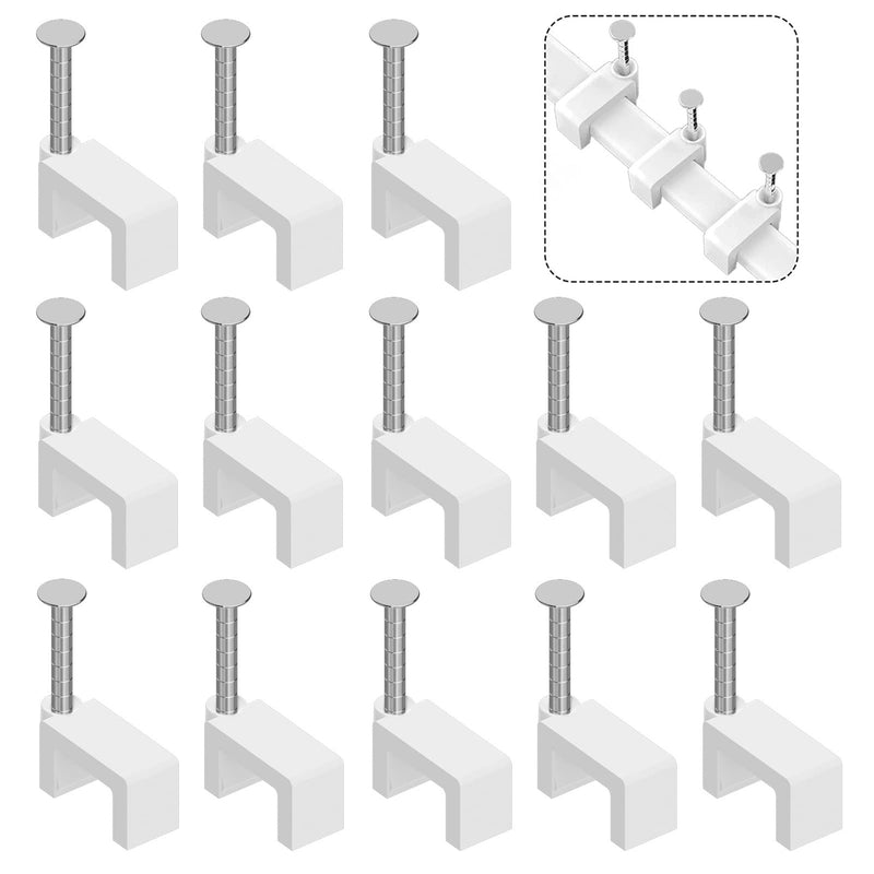 Cable Clips Nail in Cable Clips 100 Pcs 8mm Flat Ethernet Cable Wall Clips Cable Tacks Coax Cable Clips Speaker Wire Clips Cable Nails for Cords Cat5/Cat5e/Cat6/Cat7 RJ45 Cord Clips