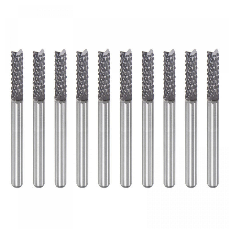 uxcell End Mill CNC Router Bits, 3.175mm x 12mm 1/8" Shank Diamond Film Coated Carbide Engraving Bit Milling Cutter Right Hand for PCB Plastic Fiber Wood 10pcs