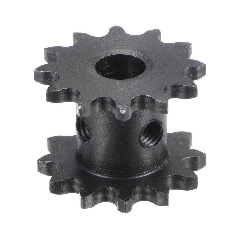 uxcell 12 Tooth #25 Chain Roller Sprocket, Double Strand 1/4" Pitch, 8mm Bore Black Oxide C45 Carbon Steel for ISO 04C Chains