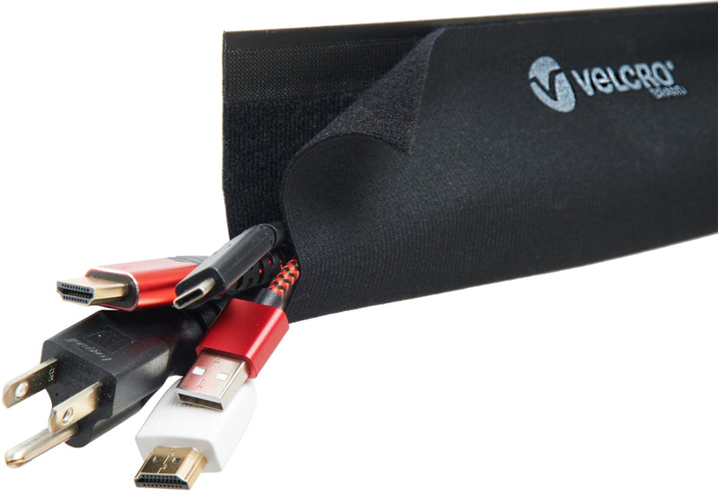 VELCRO Brand Cord Hider Wire Covers For Wall, Desk, 3-Ft Cut to Length, Mountable Cable Sleeve with Removable Adhesive. Organize Messy Cables Behind TV or Electronics, Black VEL-30799-USA 36in - Cut to Length