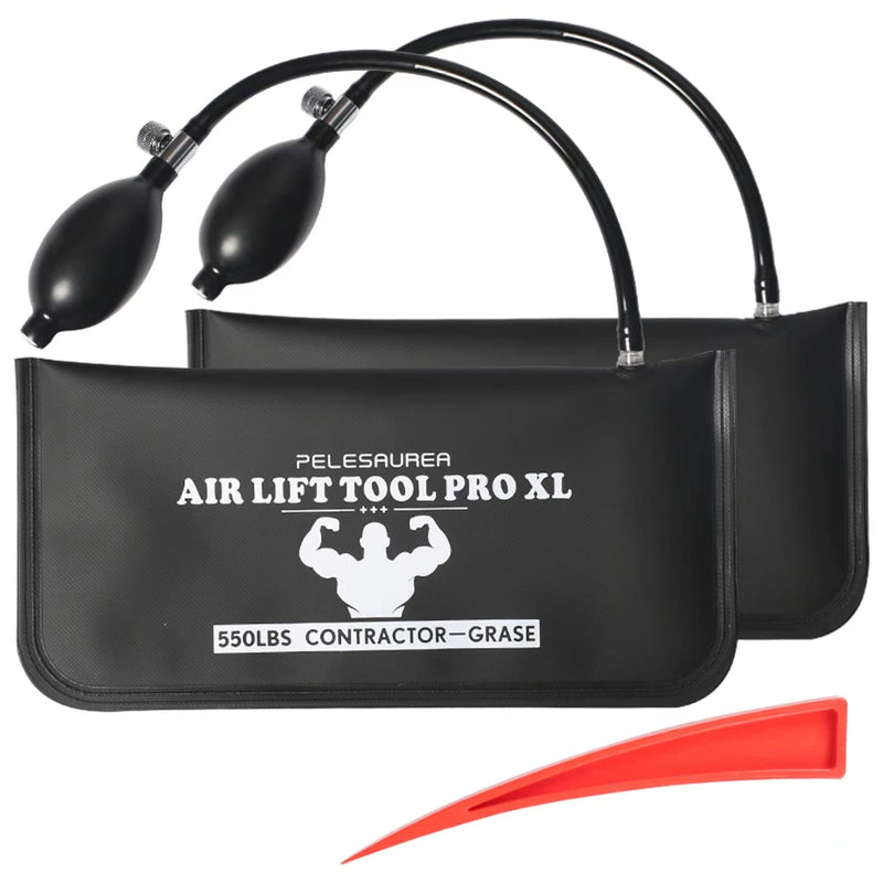 Air Wedge Bag 2pcs, Inflatable Air Shim with Pry Bars, Commercial Grade Air Wedge Pump Kit 001