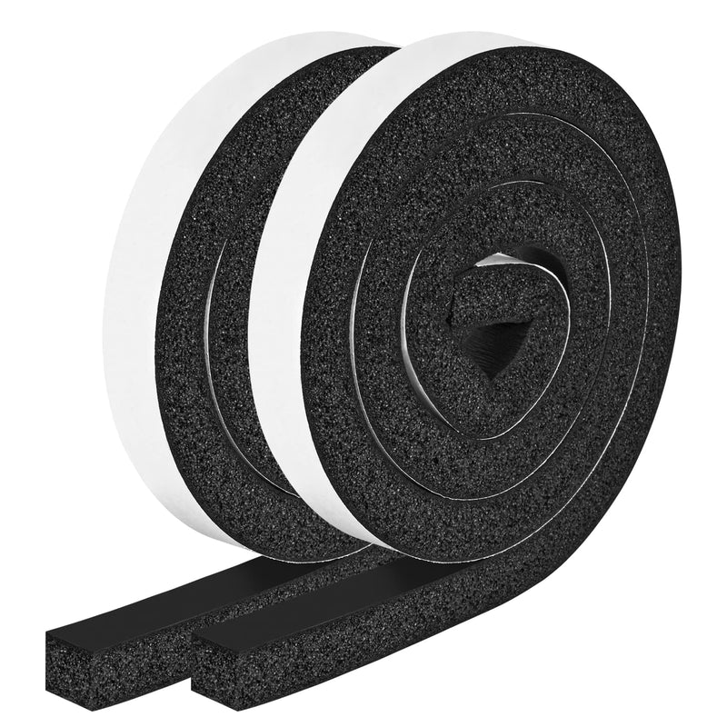 Foam Strips with Adhesive, 1 Inch Wide X 1 Inch Thick, Neoprene Weather Stripping High Density Closed Cell Foam Tape Seal for Doors and Windows Insulation, Total 13 Feet Long(6.5ft x 2 Rolls) 13Ft x1 in x 1 in