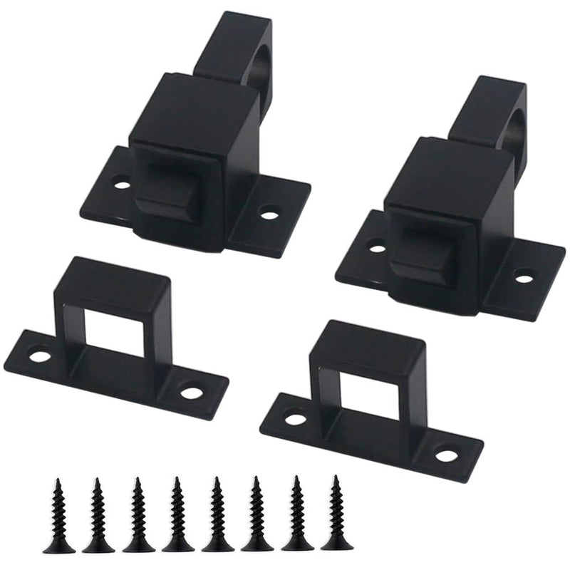 Self-Closing Latch, Security Pull Ring Spring Bounce Door Bolt for Window Shed, Gate Toilet, Bedroom and Pet Dog cage (Black) 2PCS Black