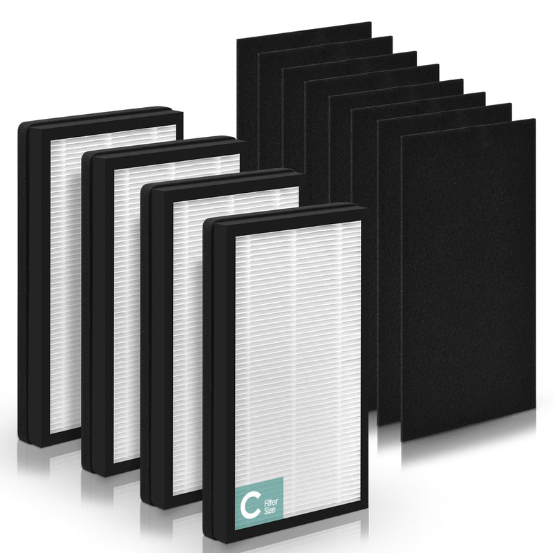 Idylis Air Purifier Filter C for Idylis Air Purifier Replacement Filter IAF-H-100C, 4 High-Efficiency Filter & 8 Carbon Pre-filter