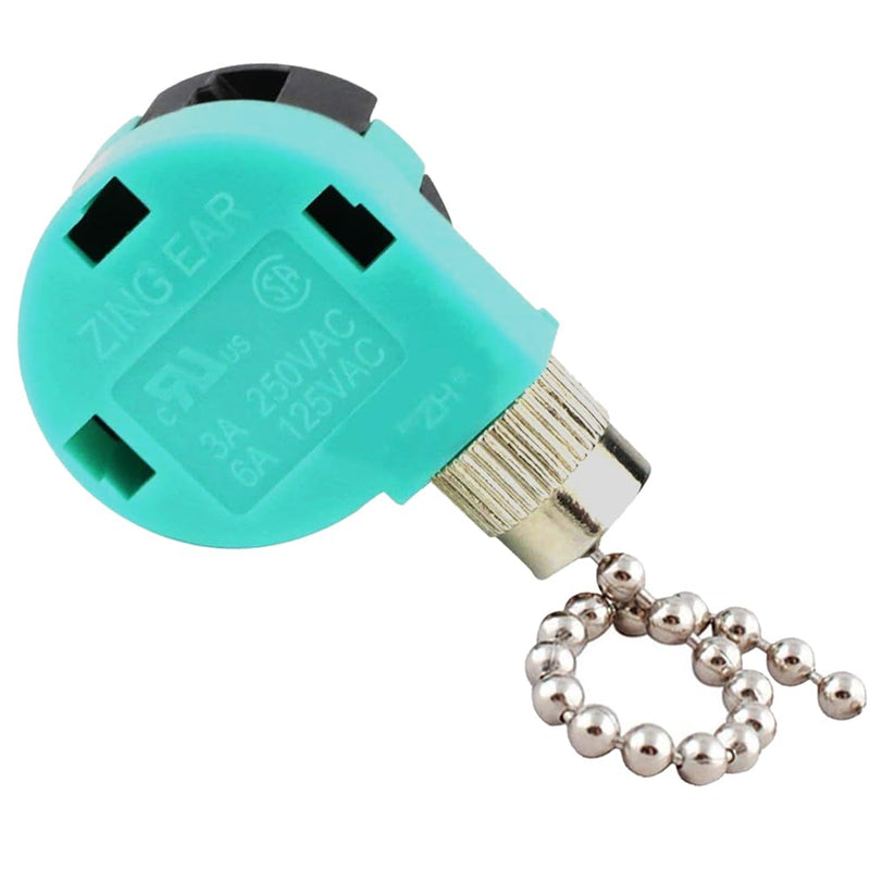 Ceiling Fan Switch 3 Speed 4 Wire Zing Ear ZE-268S6 Pull Chain Cord Switch Replacement for Ceiling Fans,Wall Lamps,Cabinet Light (Nickel Pull Chain) Nickel + Pull Chain - NewNest Australia