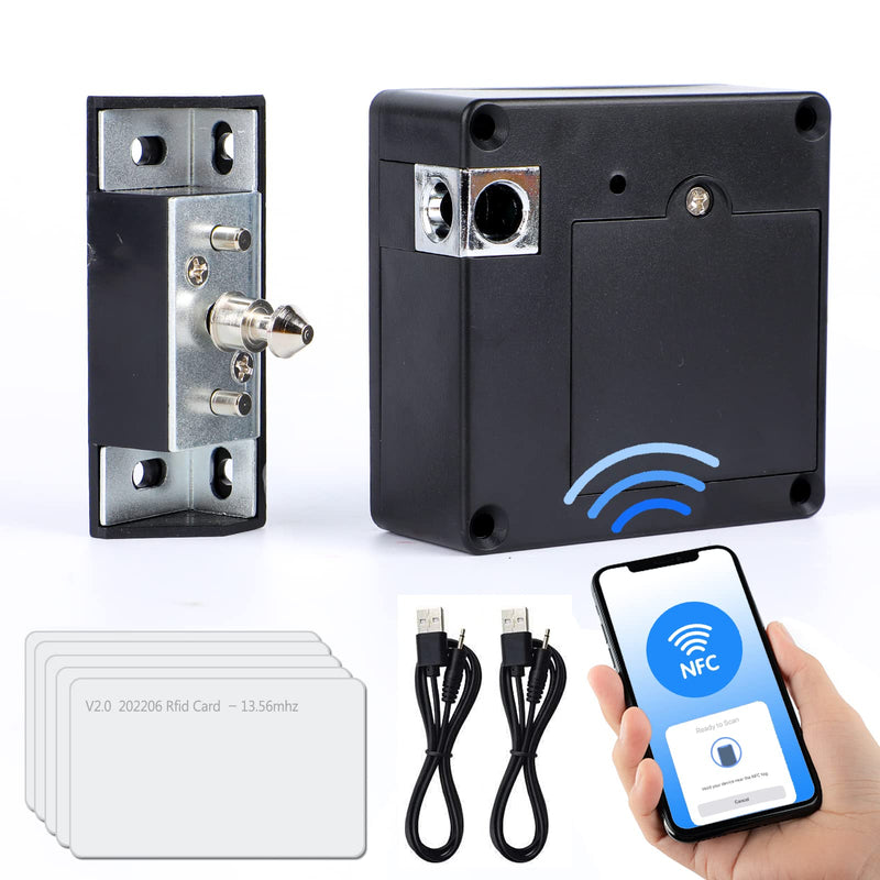 CODACE RFID Cabinet Lock, Smart NFC Electronic Locks for Wooden Cabinet Cupboard Pantry Drawer-2Pack 2