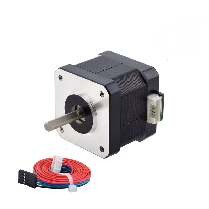 STEPPERONLINE Nema 17 Stepper Motor Bipolar 1.5A 42Ncm 42x42x38mm 1.8deg 4 Wires with 1m Cable and Connector (1 Pack) Black-1.8°