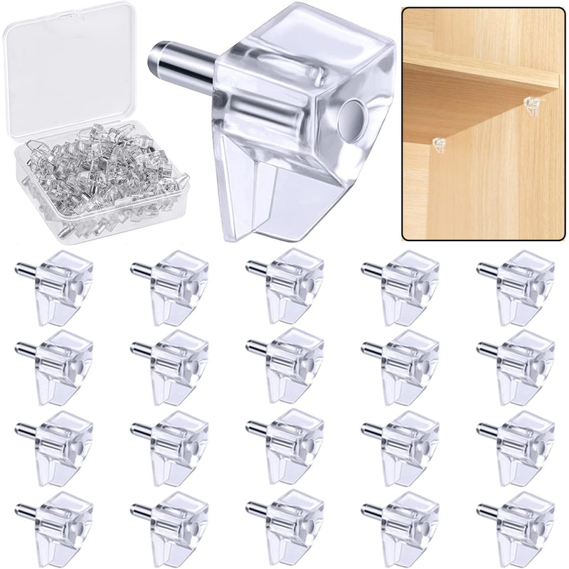 5 Millimeters Shelf Support Peg，Support Cabinet Shelf Pins，Clear Plastic Replacement Peg Cabinet Shelf Supports Pins for Kitchen Furniture Book Shelves Shelf Holder Locking Pins (20 Pieces) 5mm 20 Pieces