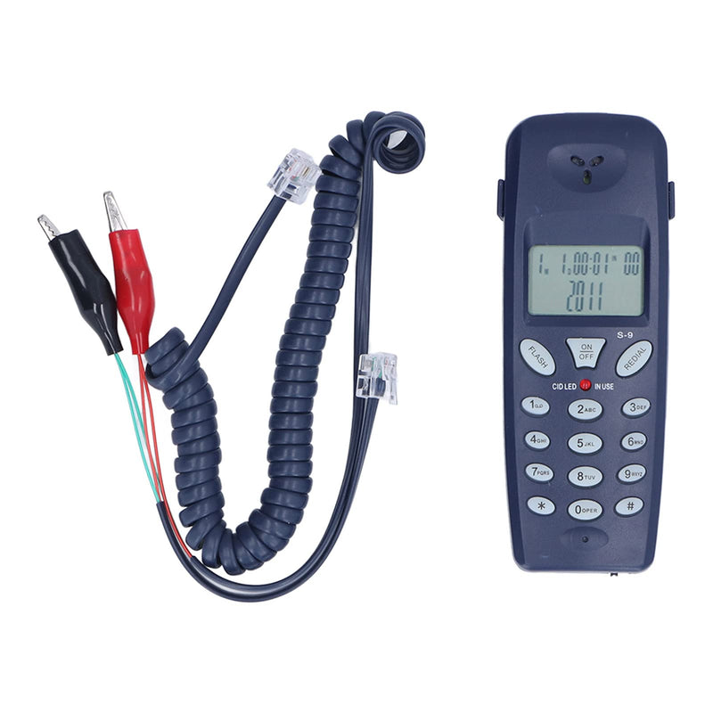 ASHATA Telephone Phone Tester with Connecting Cable, DTMF Caller ID, 16 Bit Display, ID and Times Records, Flash Off 300 600 1000ms, Phone Butt Test Tester Tool
