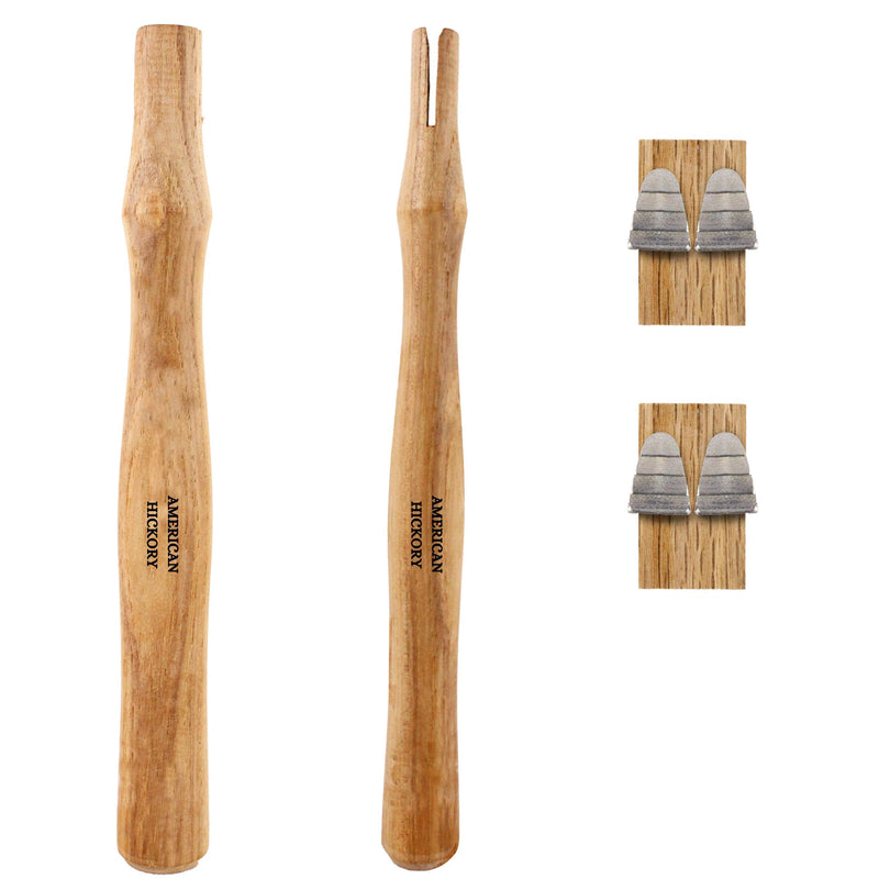 2 pack Wood Sledge hammer handle replacement for 2, 3 and 4 lb Complete Set with Wooden and Steel Wedges - Wood replacement ball pien hammer handle - Wood tool handle - Wooden handle hammers in bulk Hammer-2pack